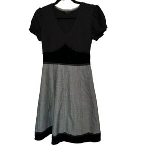 BcbgMaxAzira Tiered Babydoll Velvet Trimmed Mixed Knit 90s Career Dress Size 2